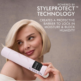 Nexxus in outdoor lifestyle scene protecting style from humidity