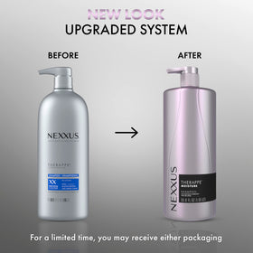 Nexxus Therappe label close-up highlighting POLYSOFT HYDRATOR technology and tri-lipids