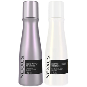 Nexxus front packaging showing travel-size shampoo and conditioner benefits