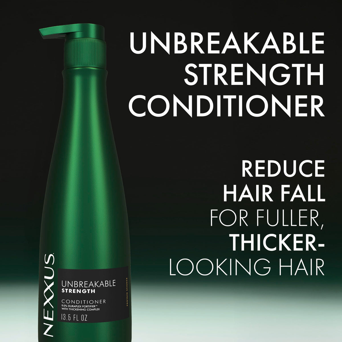 Nexxus before and after comparison showing fuller-looking, thicker hair