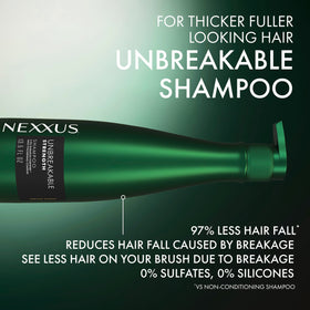 before-and-after hair strands comparison with Nexxus showing fuller-looking hair