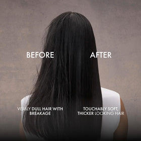 Nexxus bottle in shower scene demonstrating daily-use volume benefits