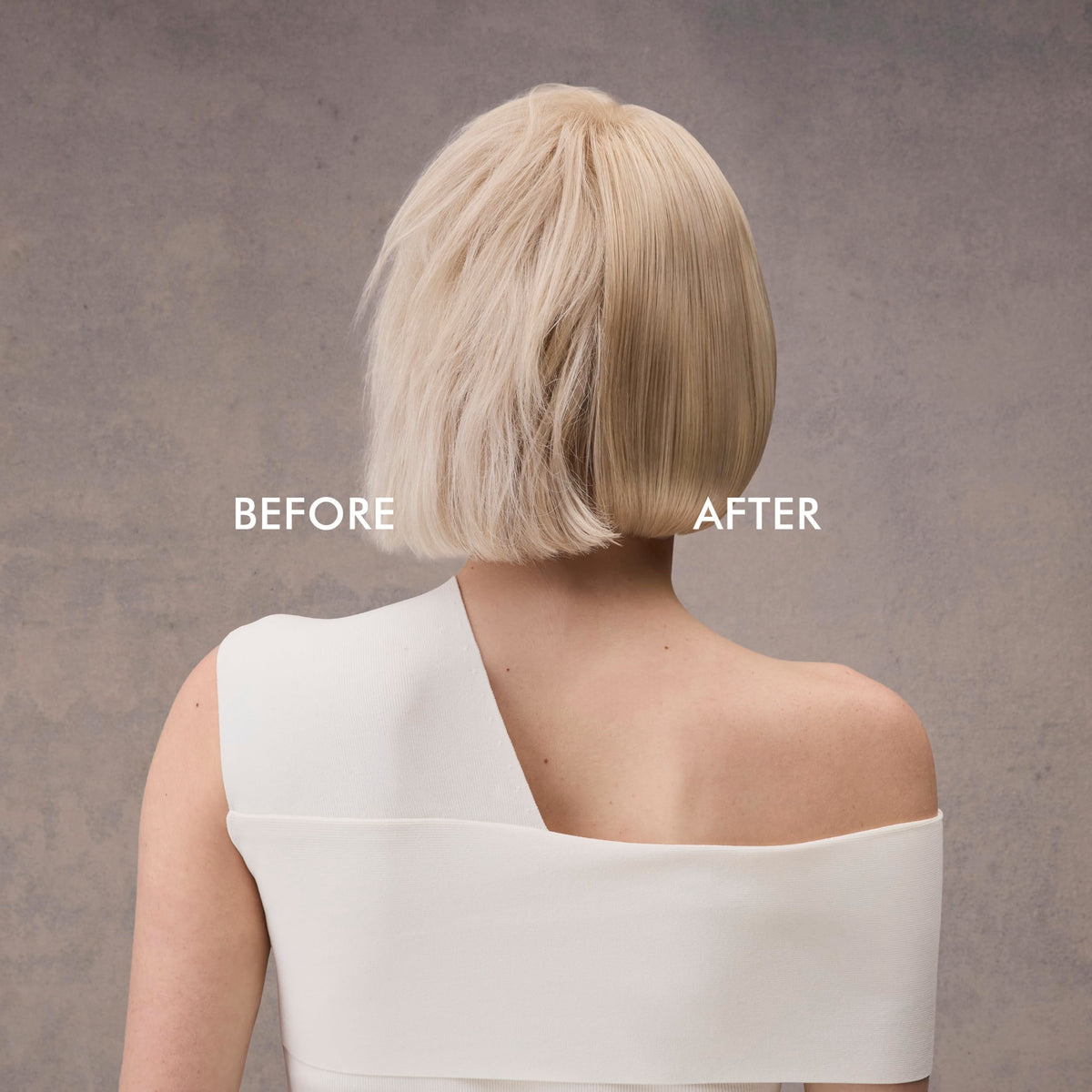 Nexxus before and after styling demonstrating lifted roots and texture