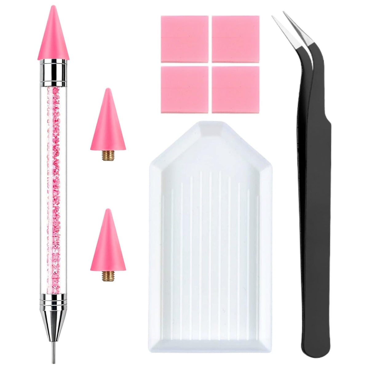 NFRBTD front view of pink rhinestone picker kit showing included tools and benefits