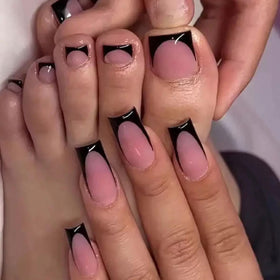 NHIXK close-up of square black French tip detail showing smooth finish and durable ABS material