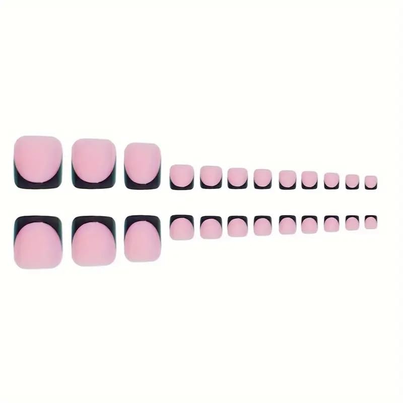 NHIXK short square press-on toenails arranged to show toe fit and quick pedicure benefit