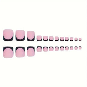 NHIXK short square press-on toenails arranged to show toe fit and quick pedicure benefit
