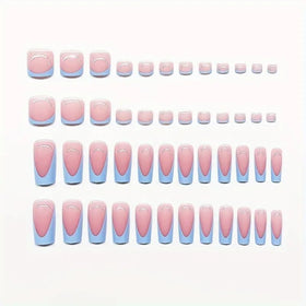 NHIXK arranged toenails with jelly glue tabs and wooden stick for easy pedicure setup