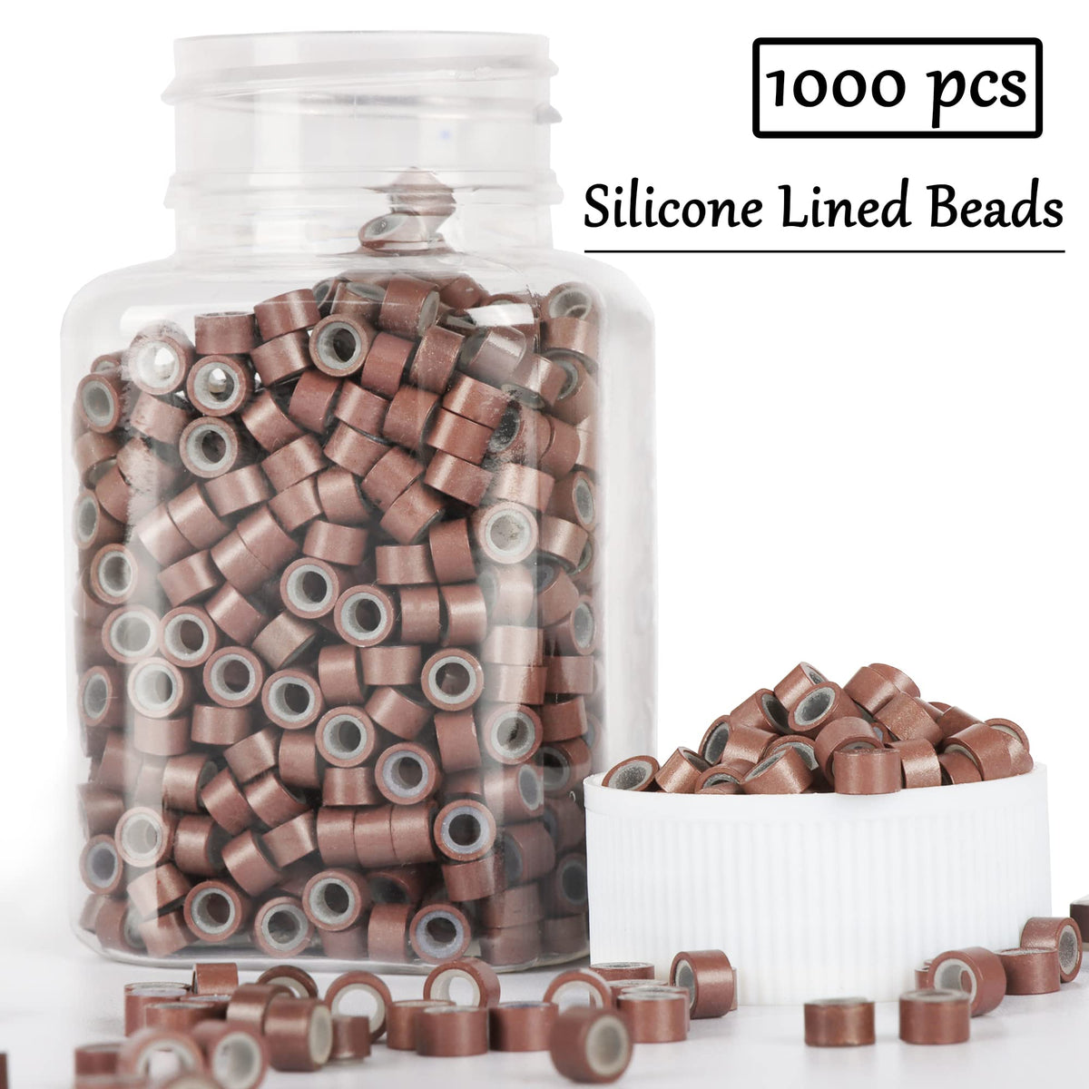 NIACONN close-up of silicone lining inside bead protects hair from friction