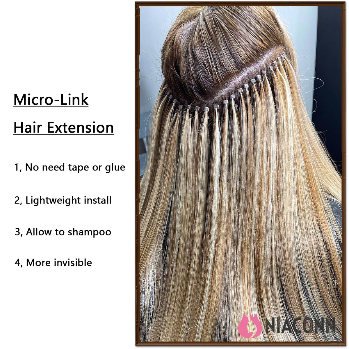 NIACONN beads in use during salon installation demonstrating secure, discreet hold