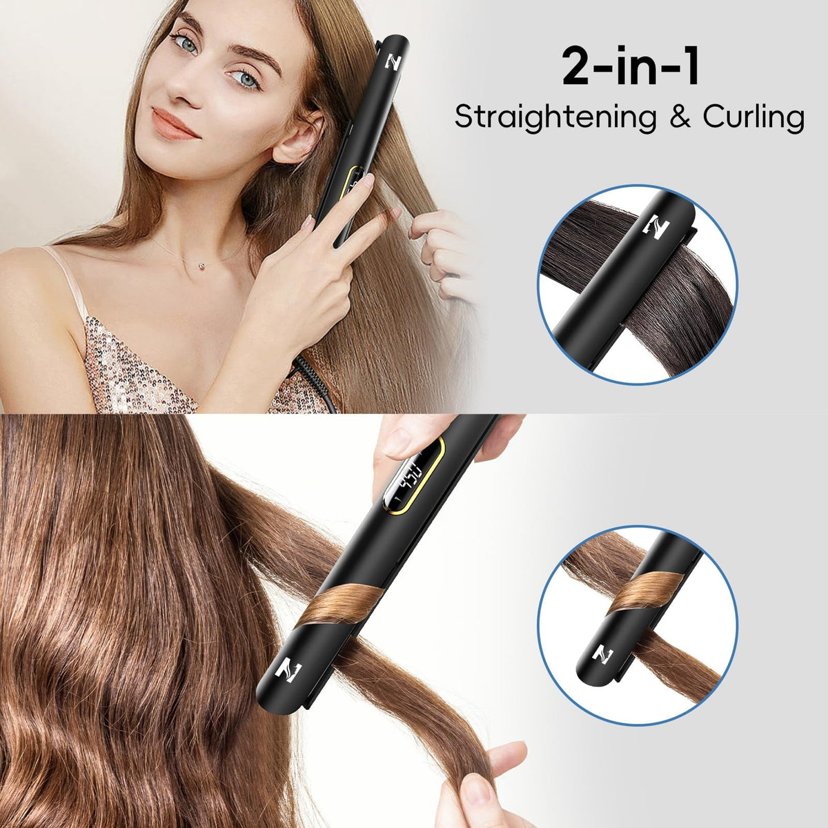 Nicebay flat iron in hand showing size and ergonomic grip for comfortable use
