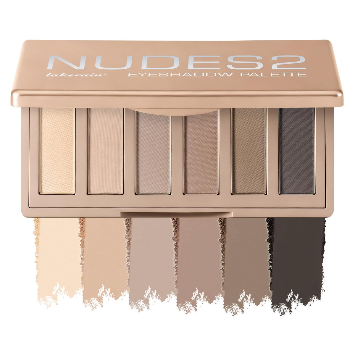 NICEFACE front packaging showing compact six-shade palette, ideal portable neutral kit