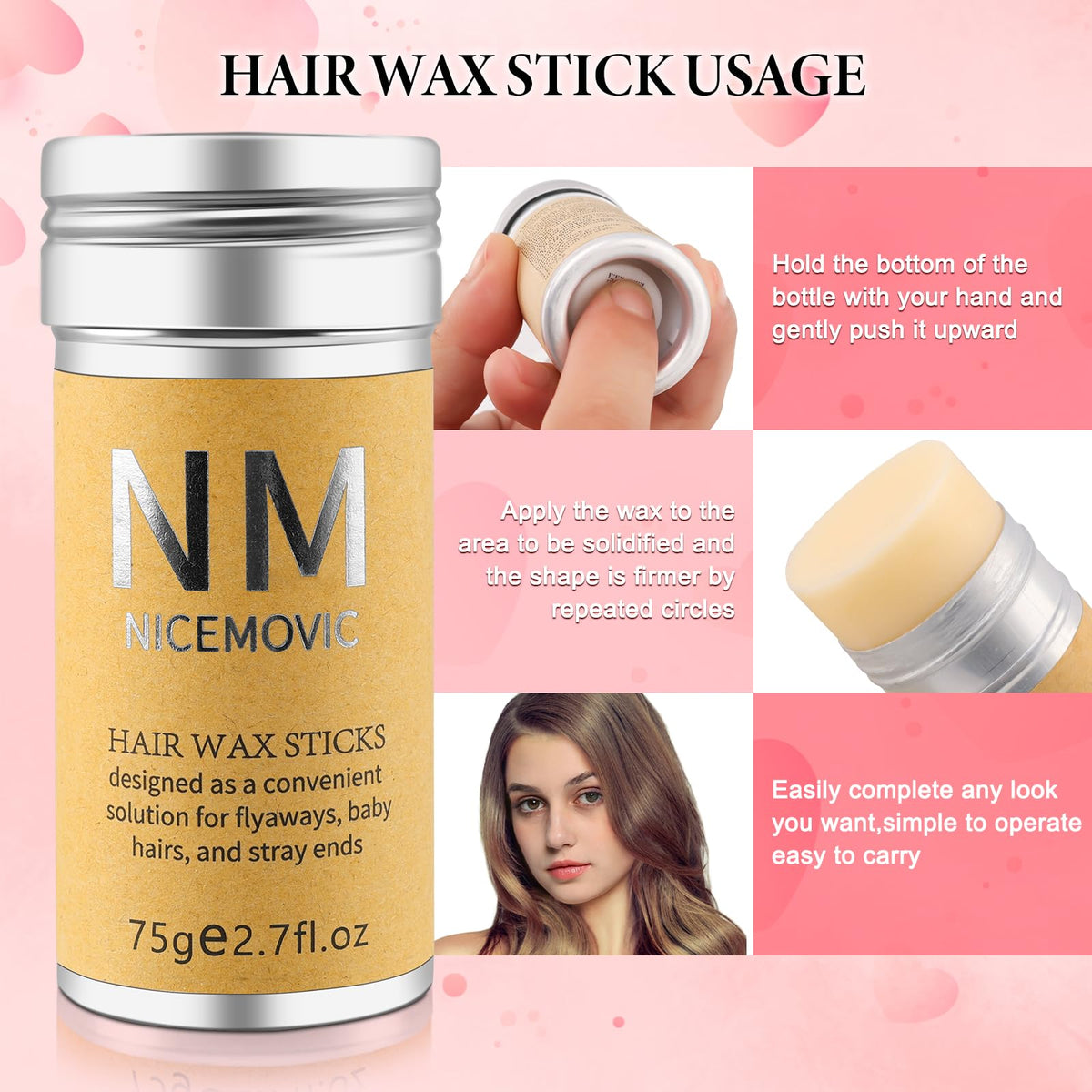 NICEMOVIC edge brush detail demonstrating fine bristles to sculpt baby hairs