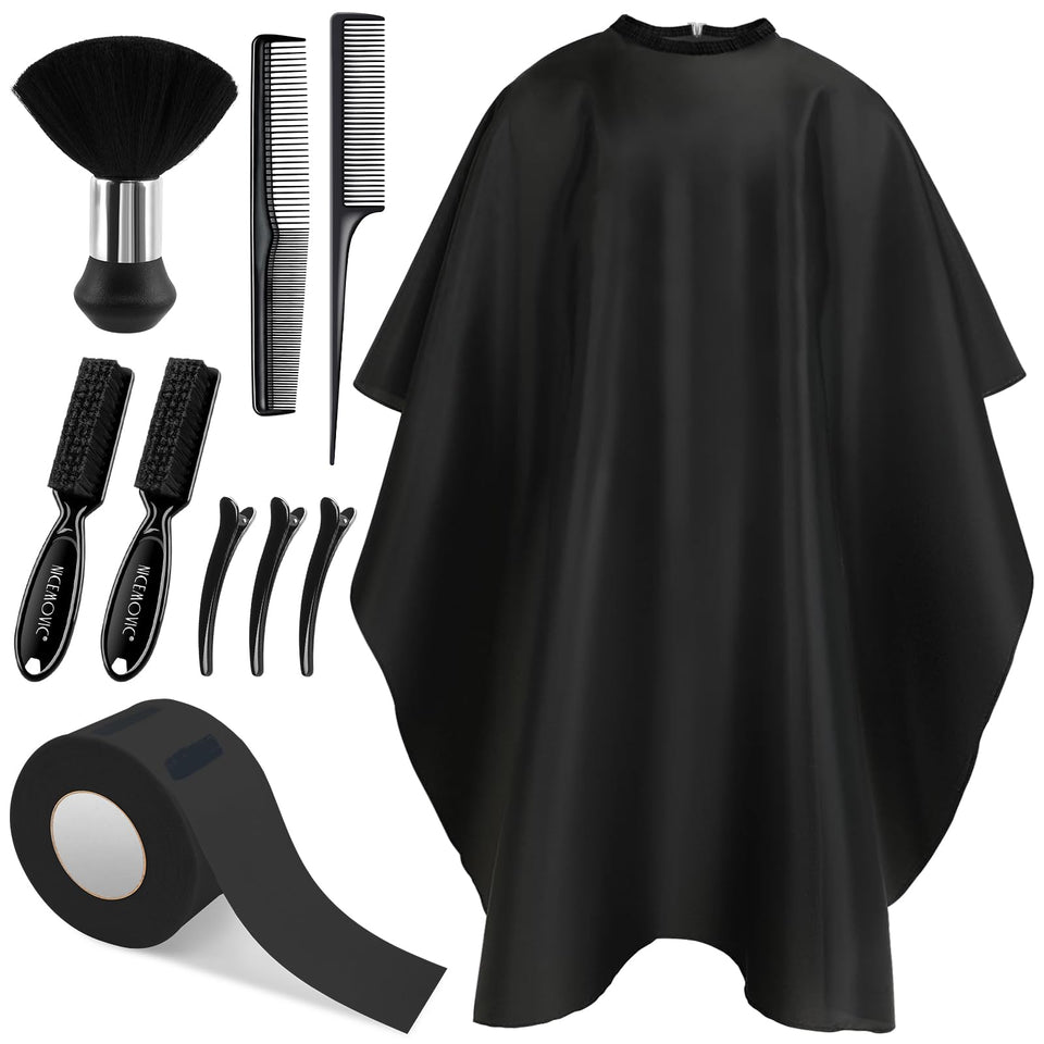 NICEMOVIC front view of full barber cape kit showing compact packaging and included tools