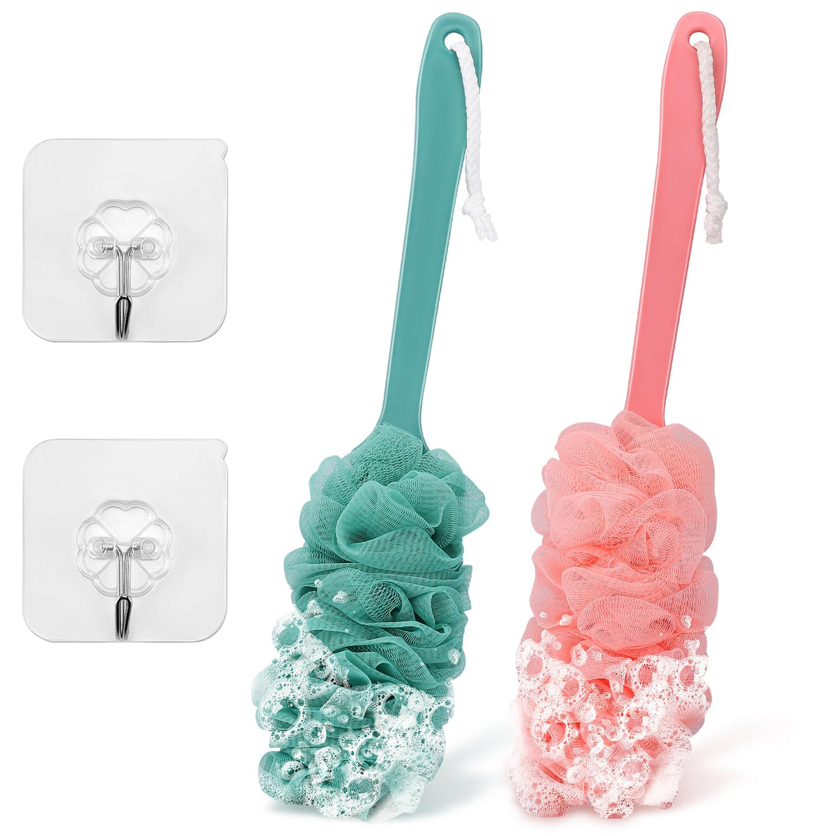 NICEMOVIC front view of two-pack scrubbers showing colors and packaging, convenient set