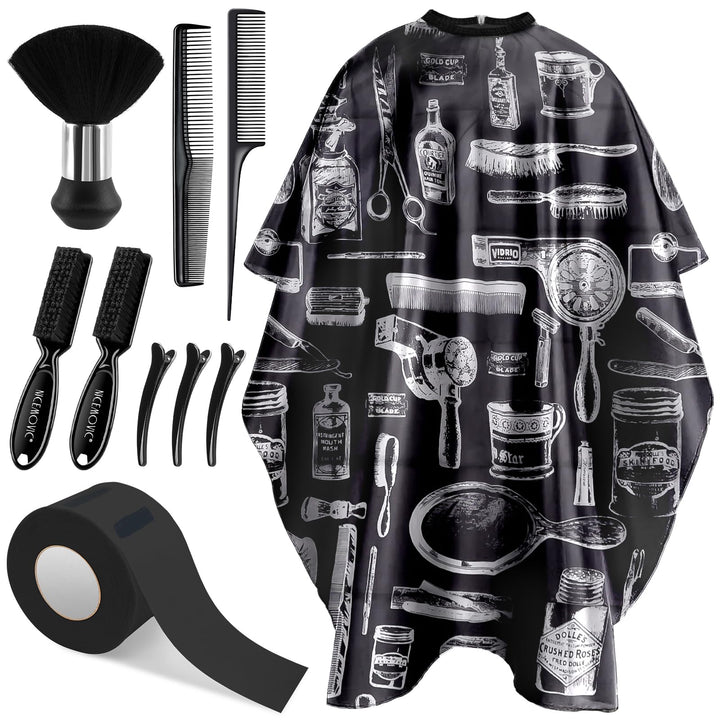 NICEMOVIC front view of full kit showing cape and accessories for quick setup