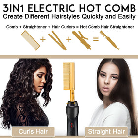NICEMOVIC comb in use on natural black hair delivering faster straightening benefits