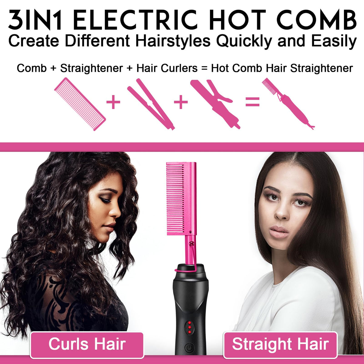 NICEMOVIC comb styling natural black hair for fast frizz control and polished finish