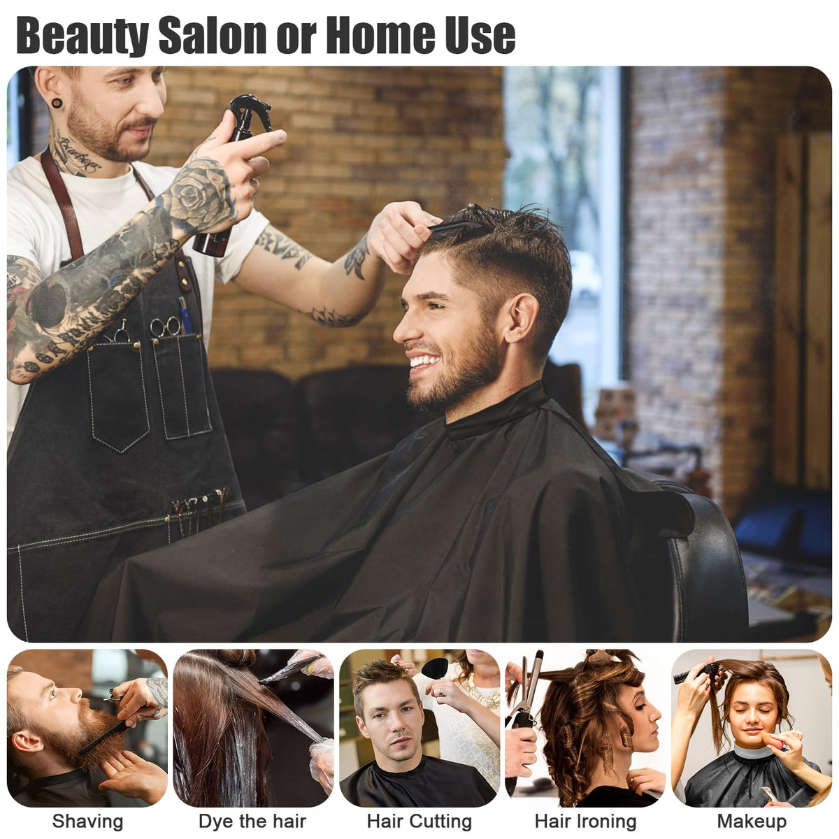 NICEMOVIC salon lifestyle scene with cape in use showing professional, tidy results