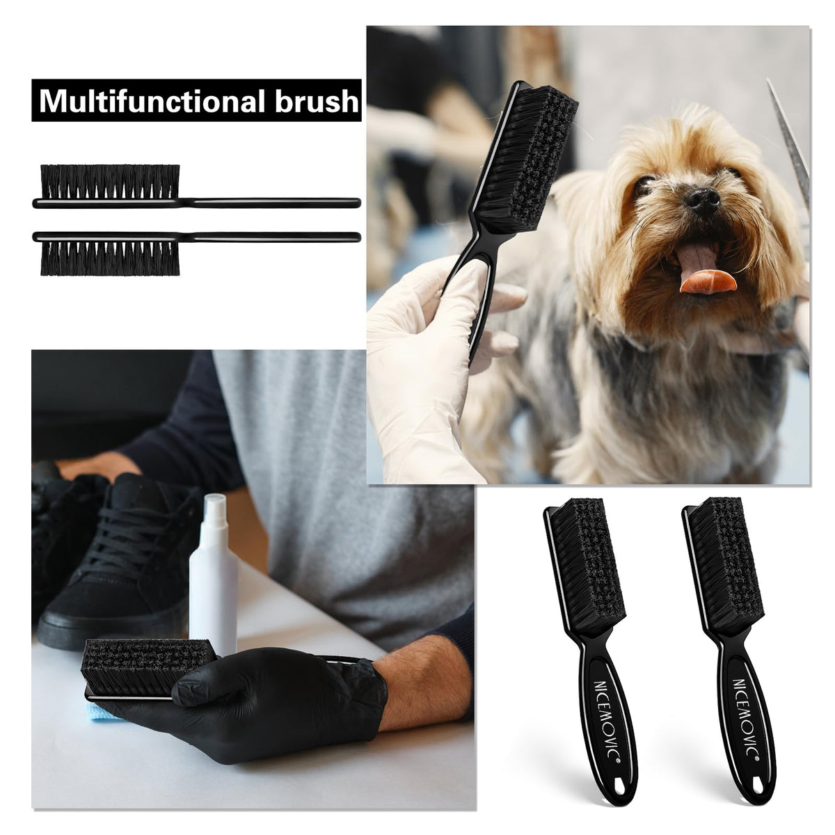 NICEMOVIC brushing shoe seam removing dirt and protecting material detail