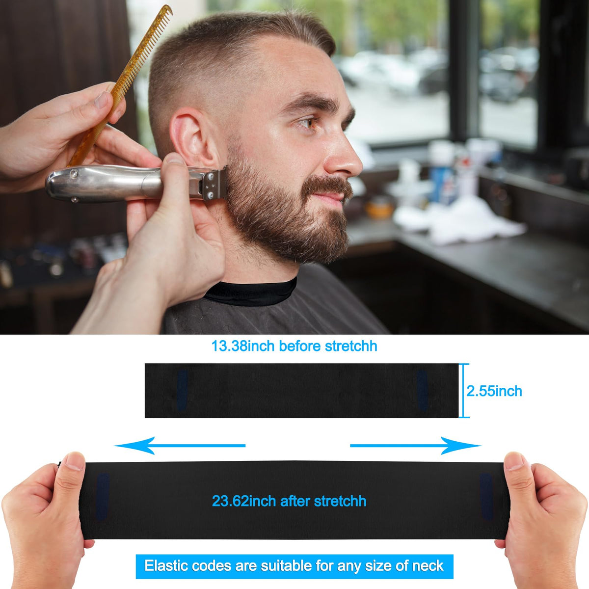 NICEMOVIC stretched neck strip demonstration illustrating snug, nonirritating fit