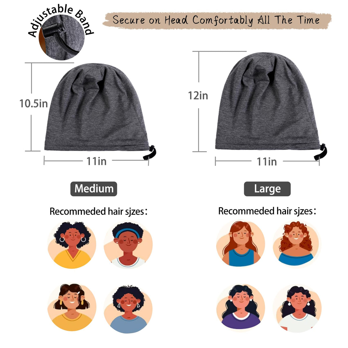 NICPOO bonnet beside a ruler showing head-size scale to confirm adjustable fit