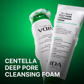 NIDA foam texture close-up illustrating rich lather for gentle cleansing