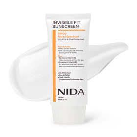 NIDA front packaging showing SPF 50 and compact travel benefit