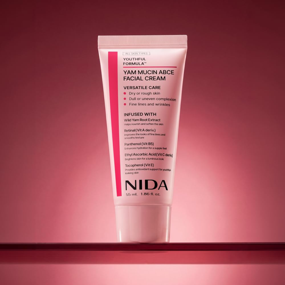 NIDA cream on bedside table indicating evening renewal benefits