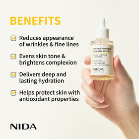 NIDA texture drop on fingertip demonstrating lightweight, fast-absorbing finish