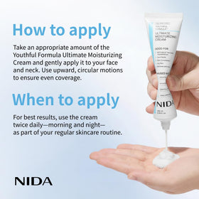 NIDA product beside everyday items showing true 100ml scale and portability