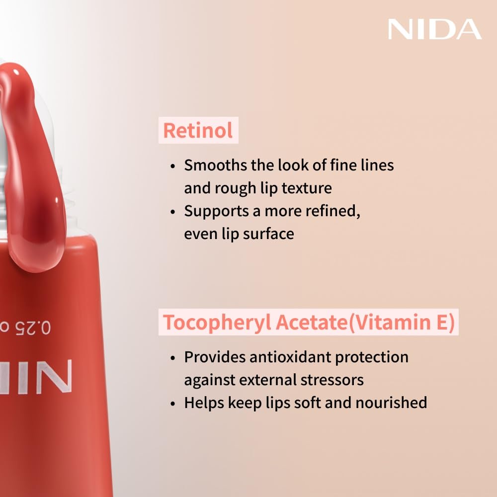 NIDA ingredient label close-up listing retinal and peptide benefits