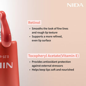 NIDA ingredient label close-up listing retinal and peptide benefits
