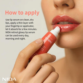NIDA lifestyle shot of model smiling showing hydrated glossy lips
