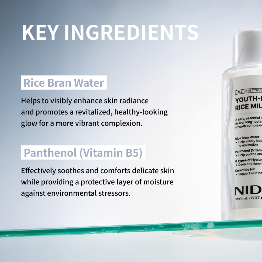 NIDA label close-up highlighting ingredients like rice bran and niacinamide
