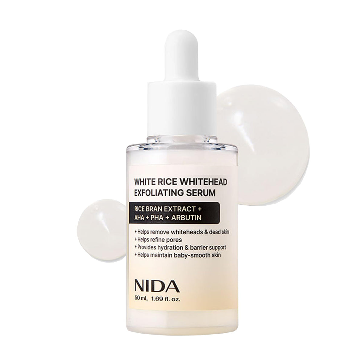 NIDA front packaging shows clean bottle and brightening benefits