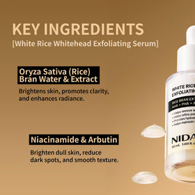 NIDA rice extract ingredient close-up highlighting natural brightening