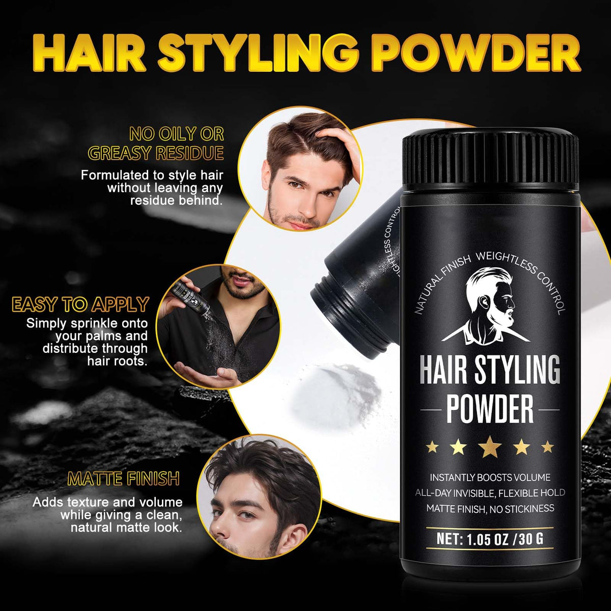 NIFEISHI applying powder with fingertips to roots for fast volume