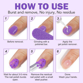 NIFEISHI before and after lifted gel showing softened polish ready to remove