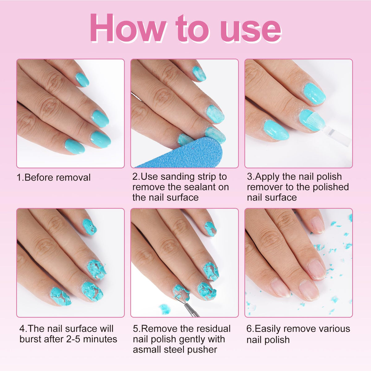 NIFEISHI before and after nails showing lifted gel and cleaned natural nail