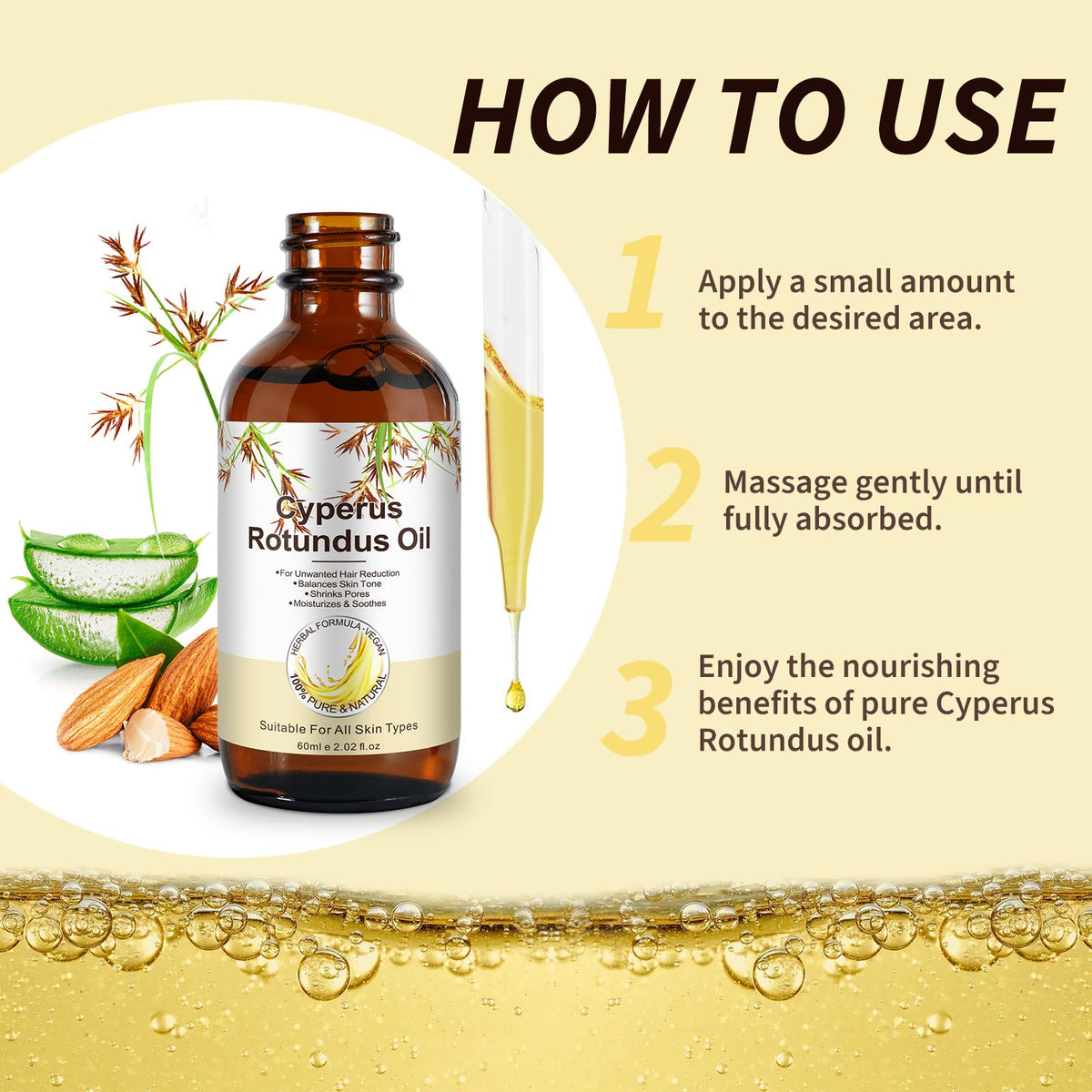 NIFEISHI bottle beside almond and aloe to show natural blend