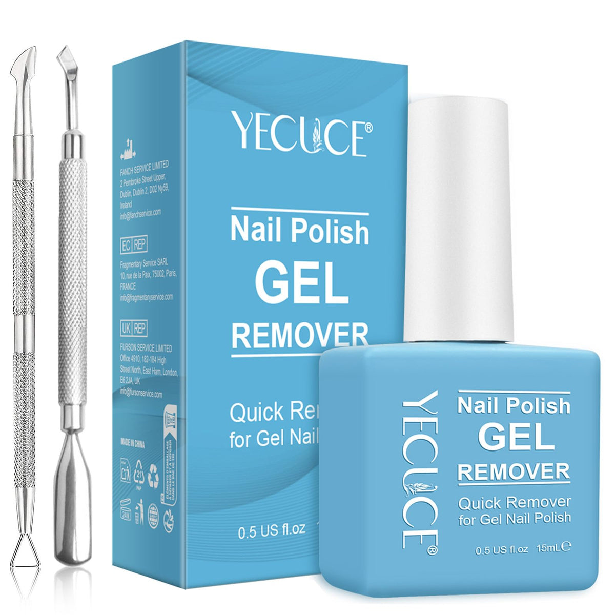 NIFEISHI front packaging showing bottle and tools, quick removal benefit