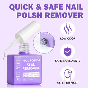 NIFEISHI bottles in a purse setting showing travel-ready, on-the-go polish removal