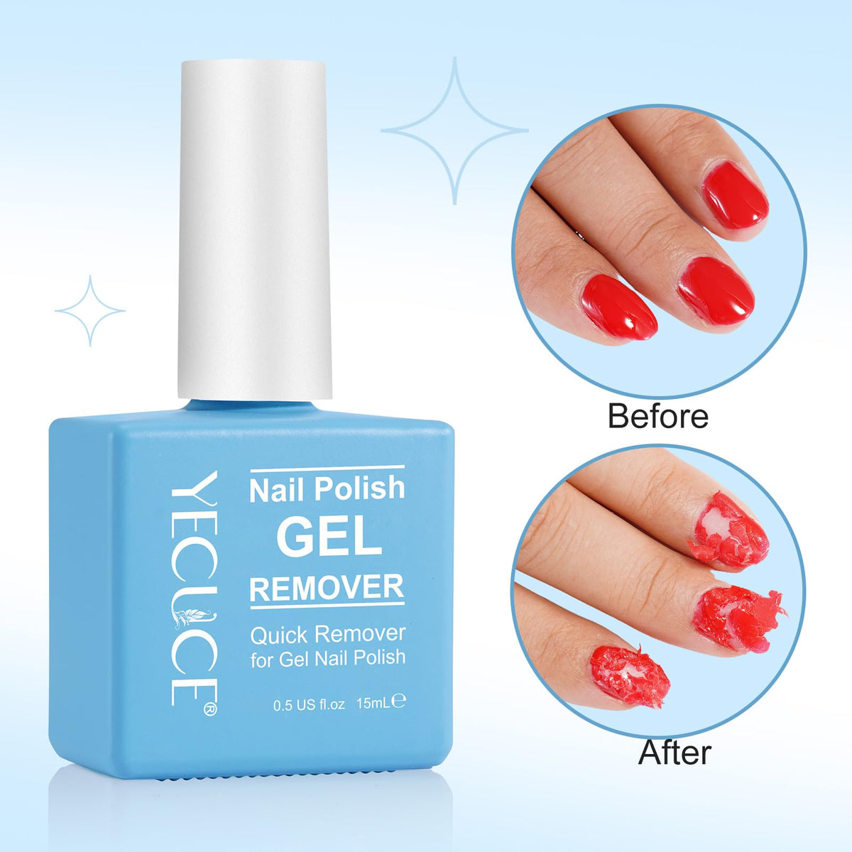 NIFEISHI clear remover droplet texture illustrating fast-acting formula