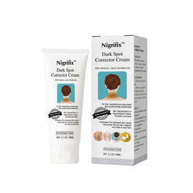Nigrifix front packaging showing tube and product benefit for skin tone