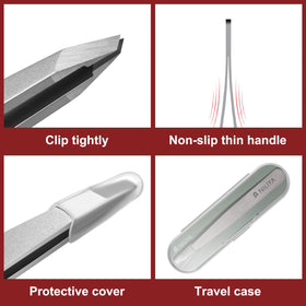 NILIYA tweezers removing an eyebrow hair for precise shaping