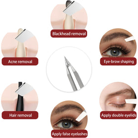 NILIYA tweezers next to ruler showing compact size and portability