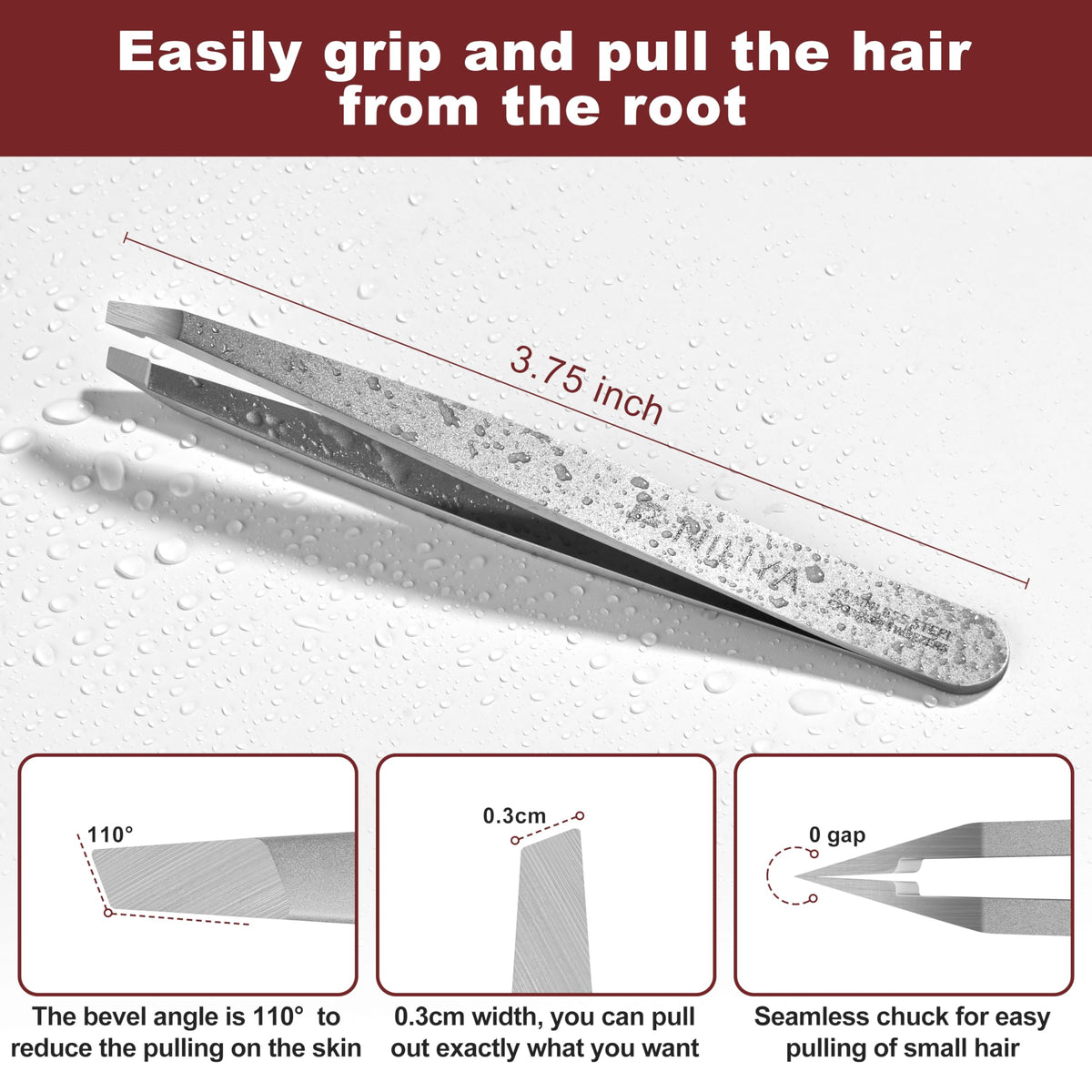 NILIYA ultra-fine 0.1mm tip close-up showing precise hair gripping