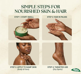 Nimba Foods elbows and heels treatment illustrating rough skin softening
