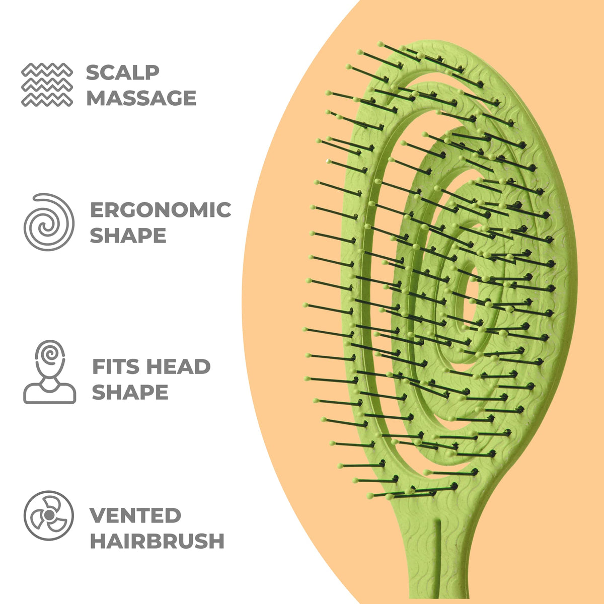 Ninabella bristles flexing in hand showing gentle pull-free motion for comfort